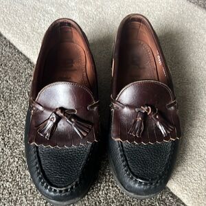 Allen Edmonds Mens Loafers NASHUA Tassel Kiltie Black Brown Leather - 10 D
